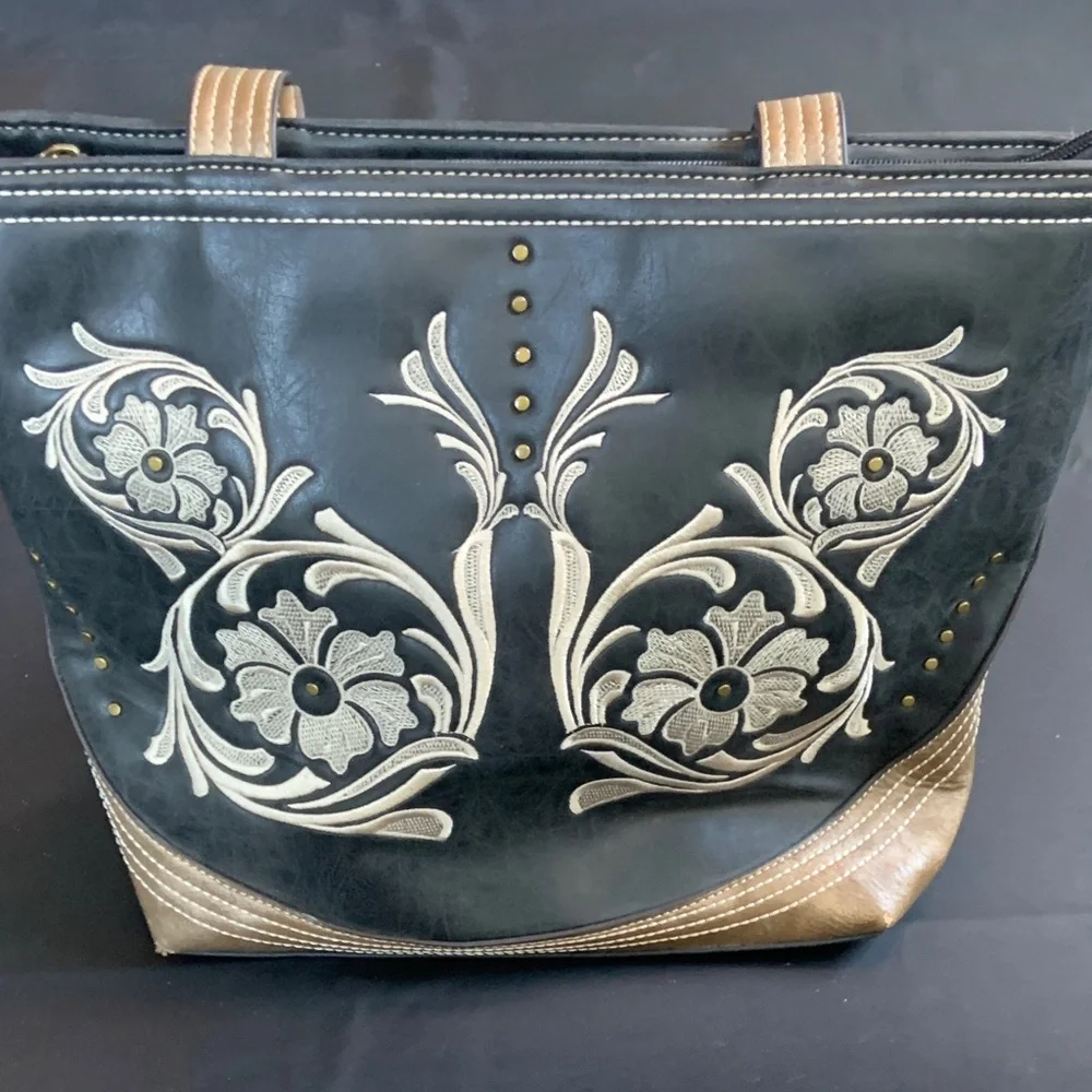 Justin Western Floral Concealed Carry Tote Shoulder Handbag